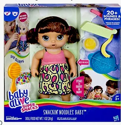 Baby Alive Snacking Noodles Brunette Doll 20 Sounds Or Phrases Eats/Poops • $89.08