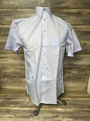 The Savile Row Mens Short Sleeve Lavender Button Down Dress Shirt Size 15-38 V25 • $15