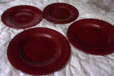 [lot Of 4] HD Designs Burgundy 10.75  Dinner Plates • $24.95