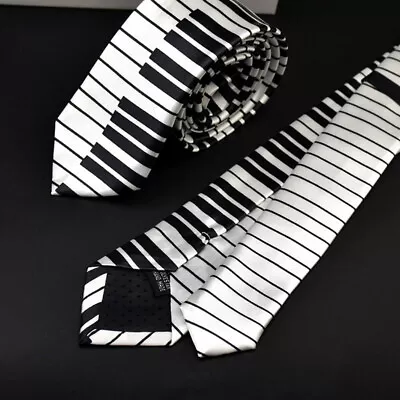 Men S Black & White Piano Keyboard Necktie Tie Skinny Music Tie • $5.17