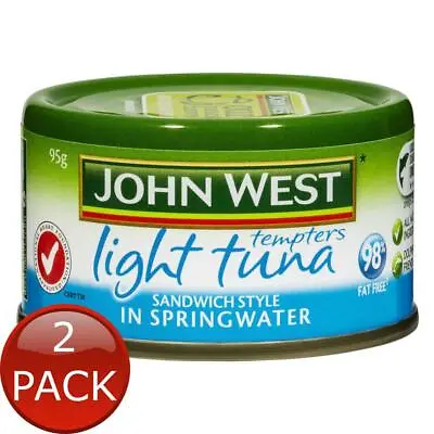 $5.94 • Buy 2 X John West Tempters Light Tuna In Springwater Seafood Omega 3 Can Goods 95G