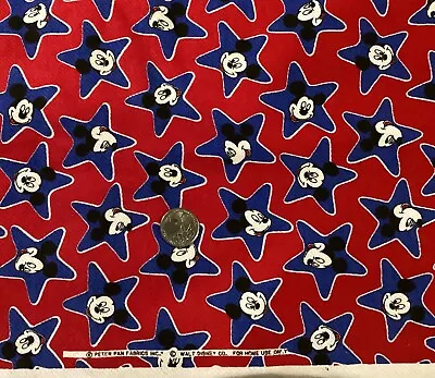 1yd VTG RED PETER PAN FLEECE-BACKED 60”wd Cotton Knit Mickey Mouse Disney FABRIC • $6.99