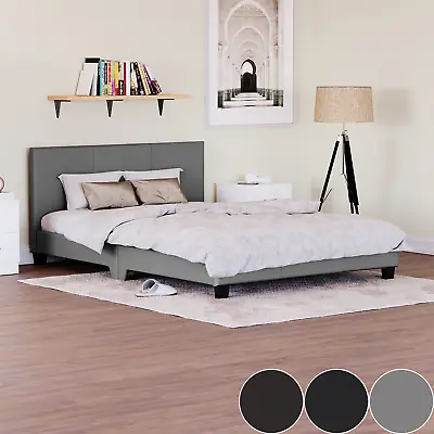 Modern Leather Bed Frame Single Double King Size Bed Memory Foam Mattress • £74.99