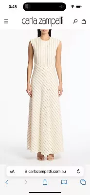 Carla Zampatti Linen Stripe Bias Dress • $220