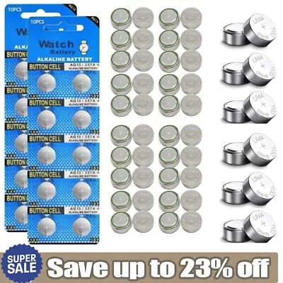 AG13 LR44 Batteries SR44 L1154 357 A76 Button Coin Cell Alkaline Battery New • £2.78