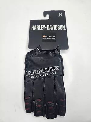 Harley Davidson Mens 120th Anniversary True North Fingerless Leather Gloves NWT • $75.95