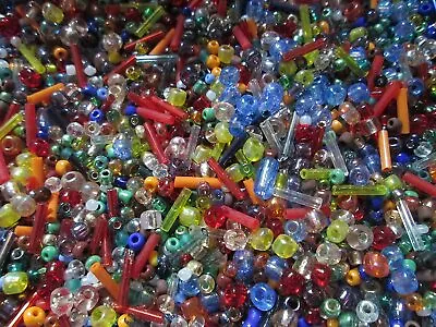 500 + Mixed Glass Seed & Bugle Beads 2-7mm Jewellery Making Sewing Bead Art • £2.49