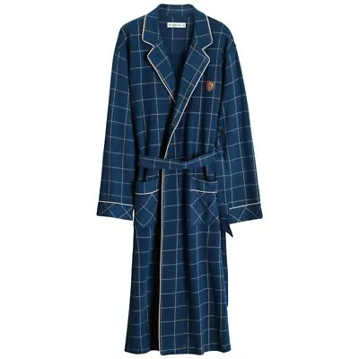 Bathrobe Men 100% Cotton Kimono Robes Plaid Robes Long Bath Robe Dressing Gown • $50.99