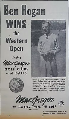 1946 Chicago Sports Page - Ben Hogan Western Open MacGregor Golf Ball & Cubs Ad • $10