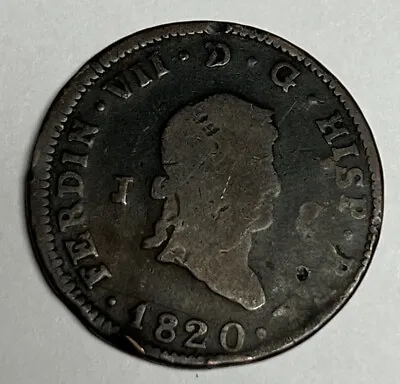 1820 SPAIN 8 Maravedis J MINT Km#491 Ferdinand VII Spanish Coin • $14.99