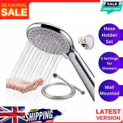 Chrome Shower Head And Hose Set Replacement For Grohe Mira Triton Aqualisa NEW • £10.99