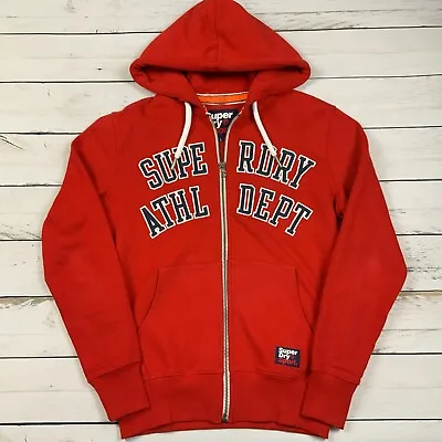 Superdry Hoodie Mens Large Red Full Zip Athletic Dept Jumper Varsity Sport • $29.99