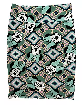 Minnie Mouse Pencil Skirt LuLaRoe Green With Designs Size Large Stretch • $19.99