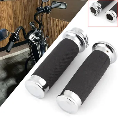 Motorcycle Chrome 1  Handle Bar Hand Grips Fit For Harley Touring Chopper Bobber • $18.99