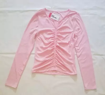 Epic Threads Girls Sunset Flamingo Rib Knit Long Sleeve Gathered Top • $10.99