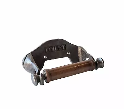 £12.99 • Buy Industrial Style Wall Mounted Toilet Roll Holder Cast Iron With Wooden Loop