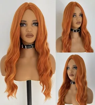 Synthetic Wig Heat Resistant Synthetic Long Wavy Women Rose Net Cap Orange • $16.99