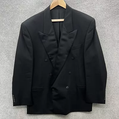 Vintage Yves Saint Laurent YSL Tuxedo Jacket Mens UK 46 Black Double Breasted • £119.99