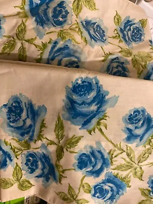 Vintage Blue Roses Pillowcases Set Of 2 Standard Pair Cotton Blend • $15.99