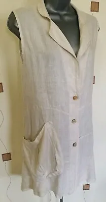 Tunic Dress Small Medium S M Linen Flax Boho Hippy Quirky Lagen Italy  • £16.95