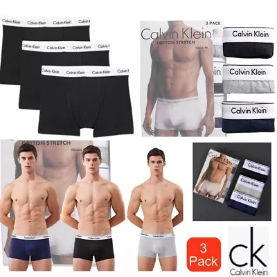 3X Pack Genuine CALVIN KLEIN Mens Cotton Stretch Trunk CK Underwear - S M L XL • $25.84