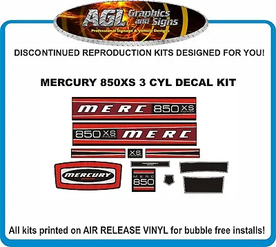 MERCURY MARINE 850 XS DECALS 3 CYL MODEL MERC OUTBOARD 85 Reproductions • $44.33