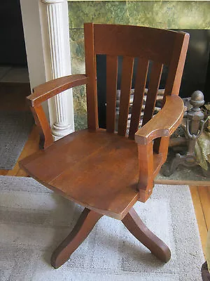 Antique Vintage Swivel Wood Desk Arm Office Chair  • $202.50