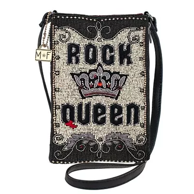 Mary Frances Rock Queen Mini Beaded Leather Crossbody Handbag Black Bag New • $118