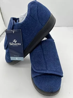 Silverts Adaptive Double Extra Wide Easy Closure Slipper Royal Blue Size 6 • $31.50