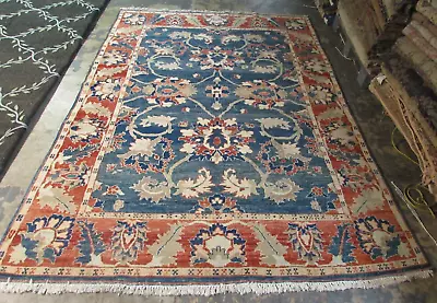 Turkish Azari Oushak Fine Hand Knotted Wool On Wool Oriental Are Rug 6'3 X 9'3 • $950