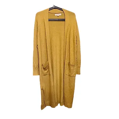 Loft Size M Cardigan Duster Wool Blend Mustard Yellow Long Maxi Cozy Casual Chic • $12.50
