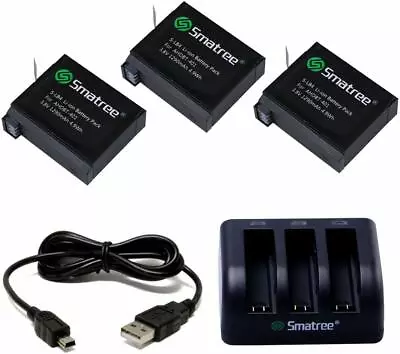 GoPro HERO4 Smatree Battery X 3 And 3-Channel USB Charger For GoPro HERO 4 • $47.95