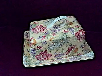 $22 • Buy Vintage Lord Nelson HEATHER Floral Chintz Cheese Box / Butter Dish Keeper