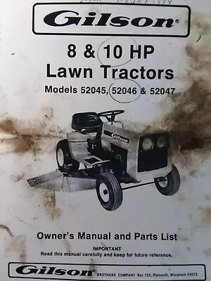 Gilson 8 10 Hp Lawn Garden Riding Mower Tractor Owner & Parts Manual Wards • $68.99