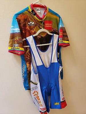 Inverse Men's XL Cycling Set Bib Shorts Voler Wells Fargo 2007 3/4 Zip Jersey • $89.99