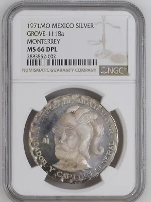 MEXICO MO 1971 SILVER MEDAL MONTERREY NGC MS66 DPL Proof Like Grove 1118a Choice • $359