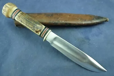 Vintage M.S.A.  Co Marbles Gladstone Stag Pommel Knife With Tube Sheath • $749.99