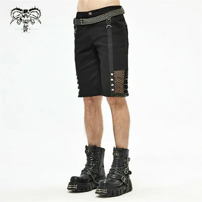 Men's Steampunk Short Pants Punk Style Mesh Decoration Casual Knee Loose Shorts • $63.42