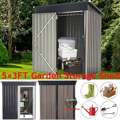 5x3ft Garden Storage Shed W/Sliding Door Outdoor Metal Tool House Utility Room • £145.90