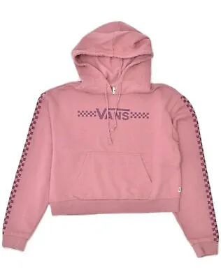 VANS Womens Graphic Crop Hoodie Jumper UK 8 Small Pink Cotton XD67 • £14.58