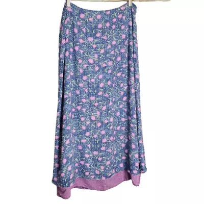 Sigrid Olsen Skirt Womens Size 12 Purple Pink Floral Layered Midi Y2K A-Line  • $24