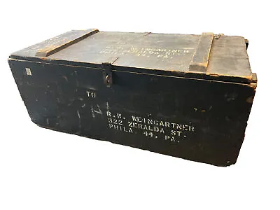 Wooden Vintage Storage Tool Box Military Coffee Table 33”x16.5”x14” Ammo 1943 • $120