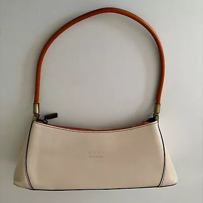 VERA PELLE Italy Handbag Italian Leather Cream And Camel Shoulder Purse EUC • $17.99