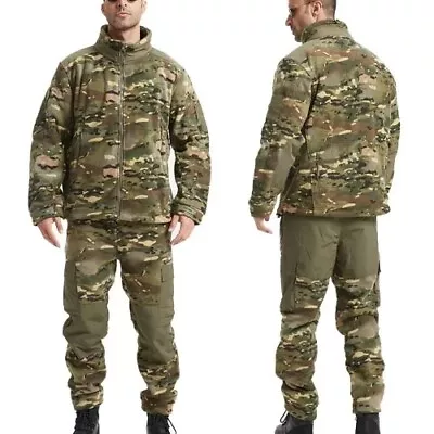 Fleece Hunting Suits Hiking US Pants Military Men Tactical Jacket Thermal Coat  • $68.84