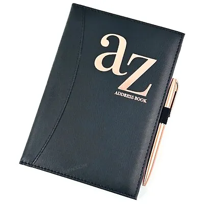 A5 Address Book A-Z Telephone Index Book Hard Back Cover With Pen Home Office UK • £6.43