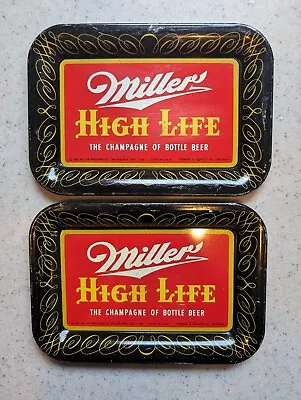 Vintage 1952 Miller High Life Bar Ware Beer Metal Tip Tray Set Of 2 6.5  X 4.5  • $29.99