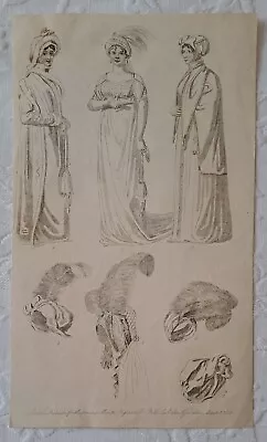 1806 - March La Belle Assemblee  Fashion Plate Ladys Costume Book Hats Antique • $19.91