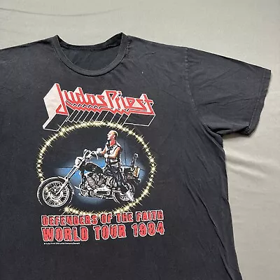Vintage Judas Priest Shirt Mens L Black 1984 World Tour Kickin Ass 2005 Band Tee • $24.99