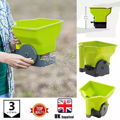 Hand Held Spreader Rotary Seed Machine Fertiliser Lawn Care Grass Feed Dispenser • £12.49