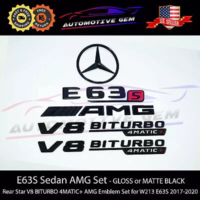 E63S AMG V8 BITURBO 4MATIC+ Rear Star Emblem Black Badge Combo Set Mercedes W213 • $81.69